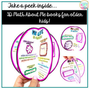 Math About Me -3D Circle Books - Back to School Math Craft EDITABLE and DIGITAL