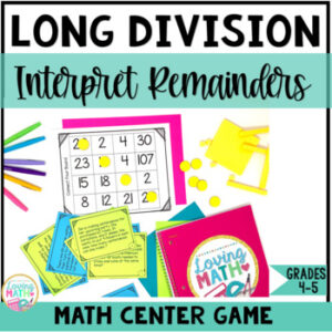 Long Division Word Problems Game - Interpreting Remainders DIFFERENTIATED