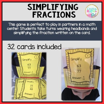 Simplifying Fractions Game - Headbands