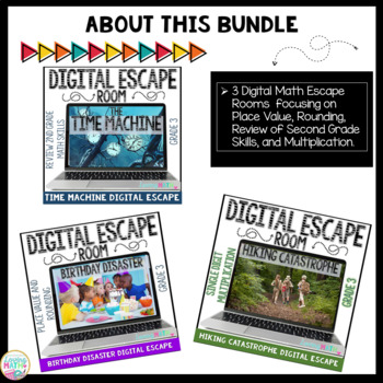 Math Digital Escape Room BUNDLE 3rd Grade