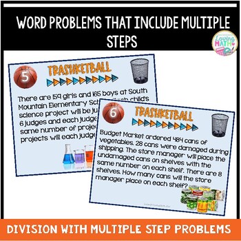 Long Division Game - Word Problems with Multiple Steps - TRASHKETBALL