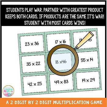 2 Digit by 2 Digit Multiplication War Game