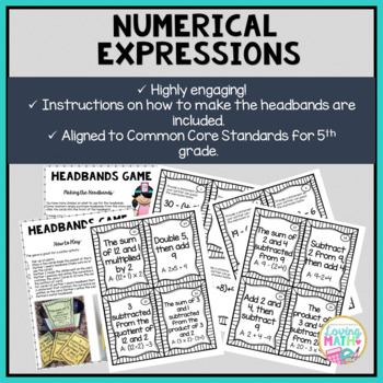 Writing Numerical Expressions Game 5.OA.2 - Headbands