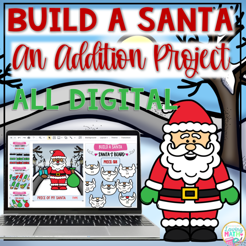 Christmas Math Build a Santa Google Slides Addition